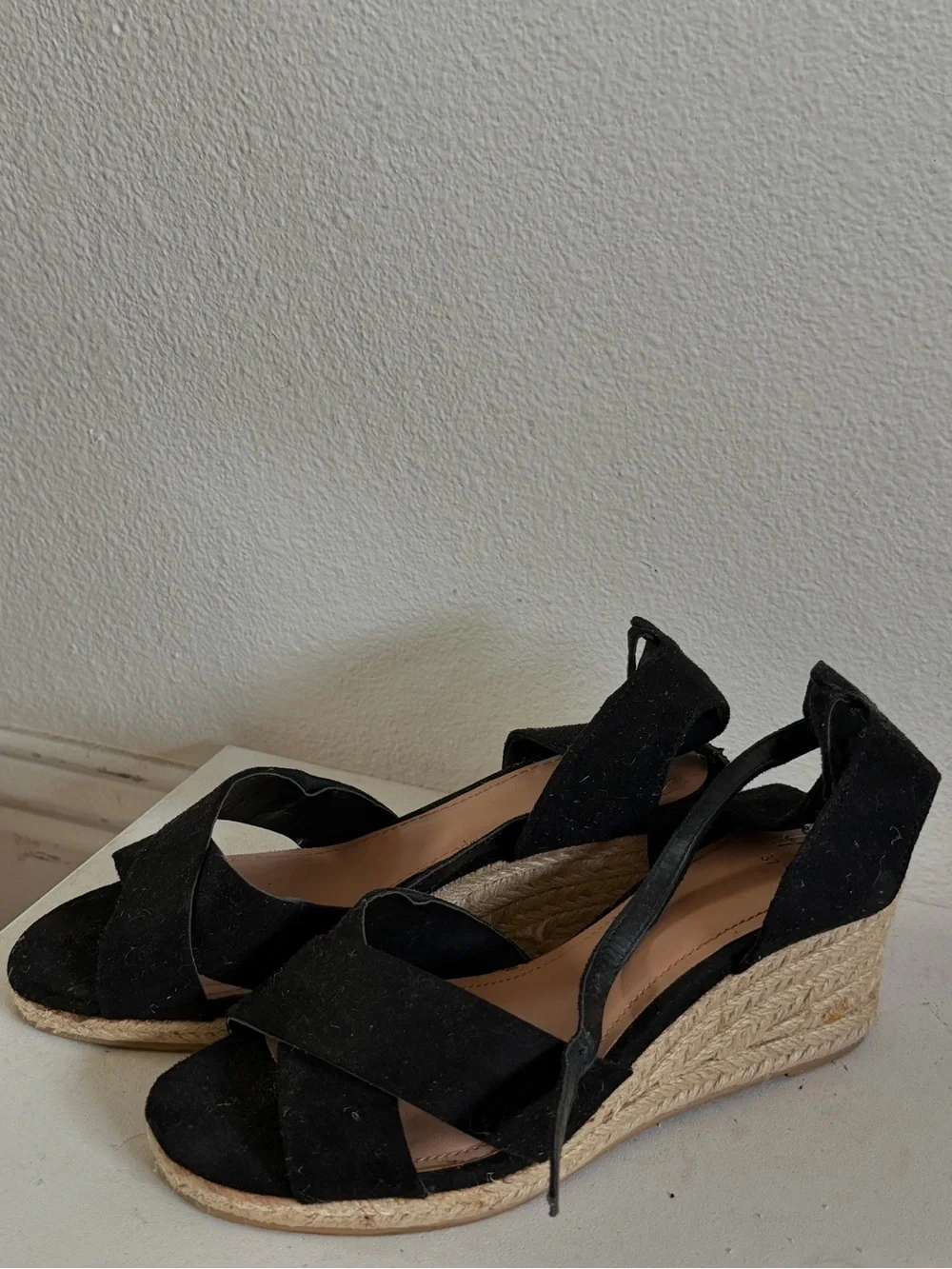 Black Espadrille Wedge Sandals
